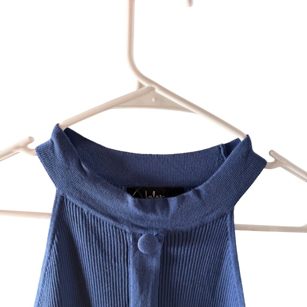 Lulu's Periwinkle Ribbed Button-Front Midi Dress - Picture 5 of 6